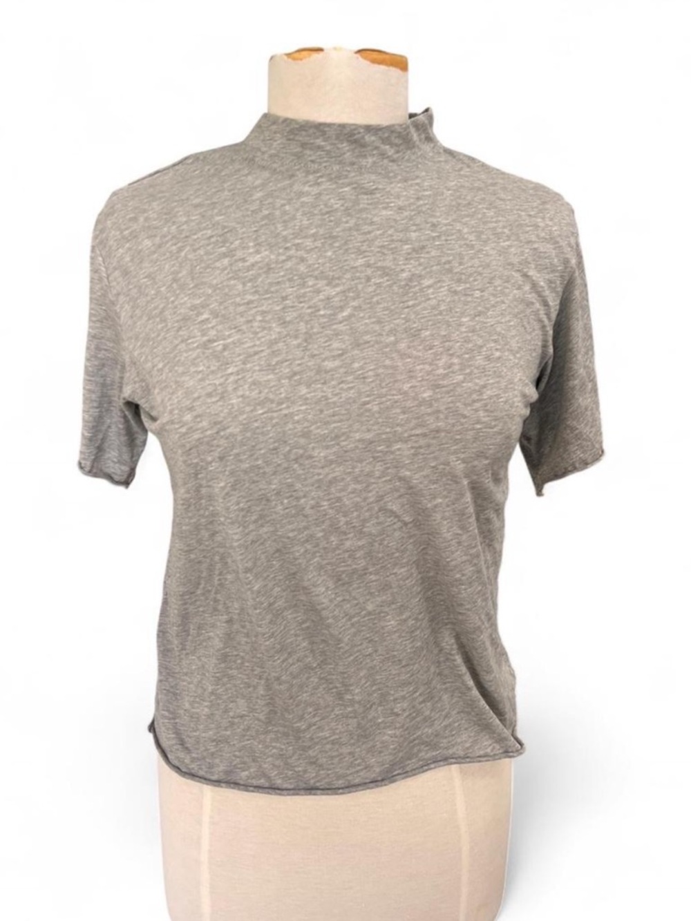“Live The Process” Luxury cashmere blend Mock Neck T Shirt Gray M